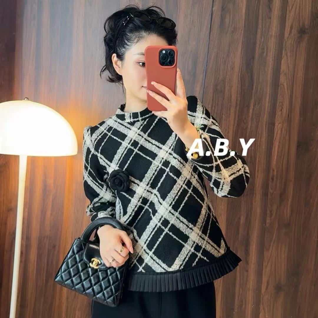 【康鹏31】小香风短款格纹气质秋冬外套【241101】