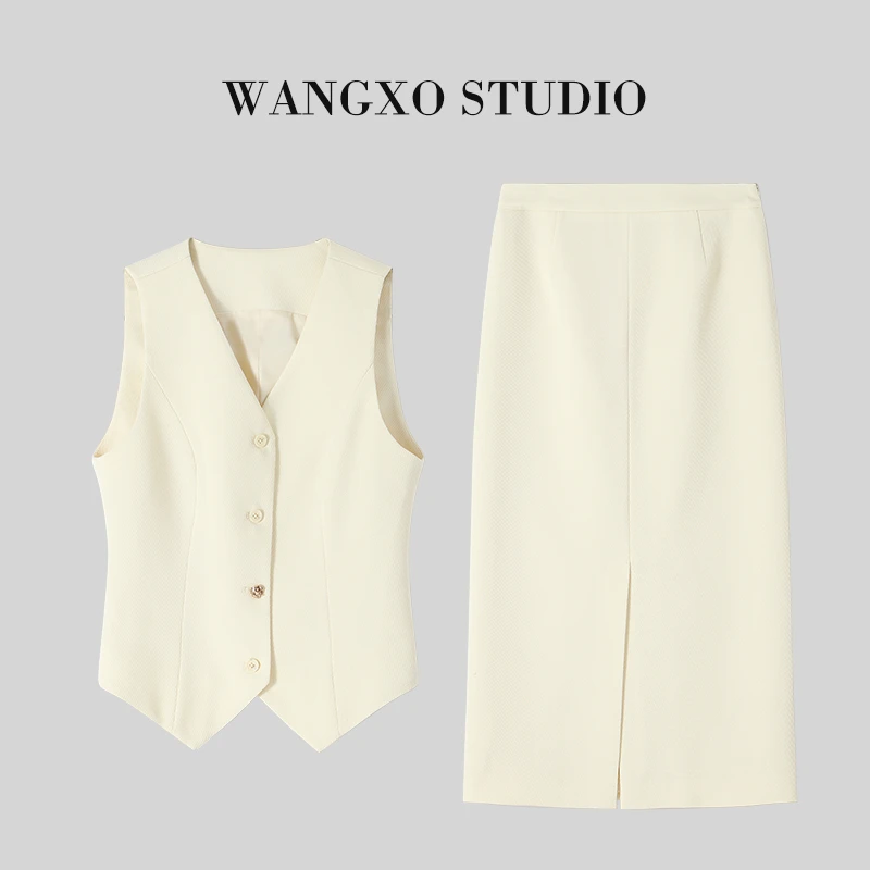 WANGXO JJ收腰马甲+直身H型半裙两件套2311185Y-1