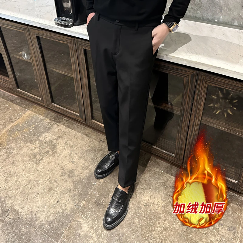 春夏男时尚韩版小西裤男休闲修身裤子百搭小脚9分裤子男裤青年潮