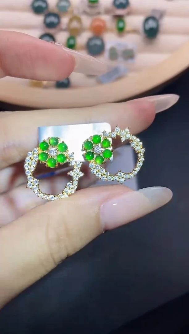 【闪购商品】翡翠耳饰银S925镶嵌5151511
