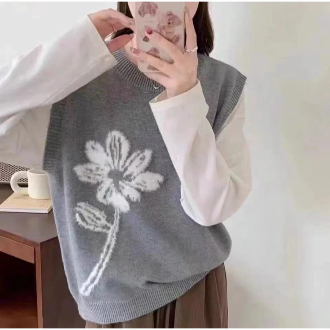 【梅姐专属】羊毛背心时尚羊毛上衣一枝花背心