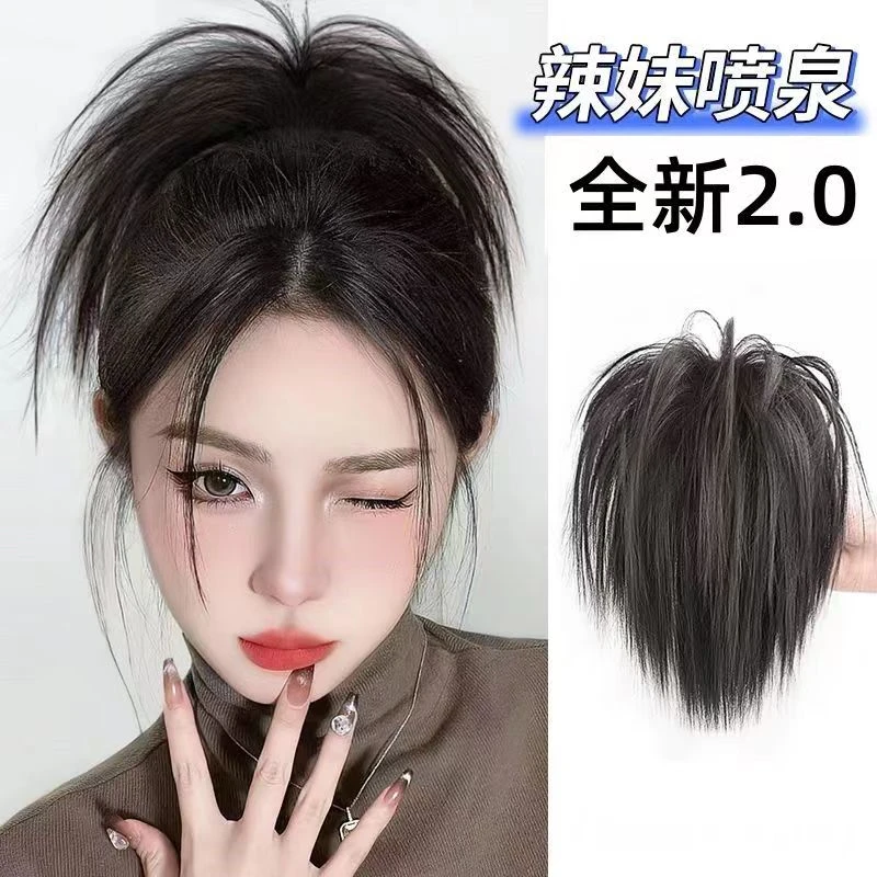 鸡窝丸子头慵懒风喷泉鸡窝高马尾辣妹丸子头头饰蓬松自然抓夹假发