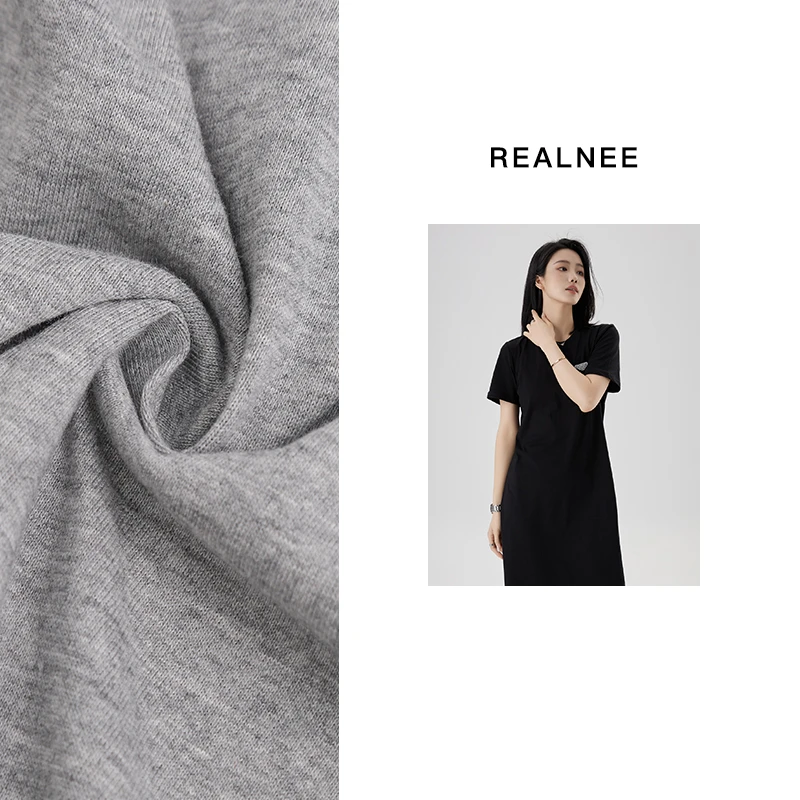 REALNEE【悉尼之夜】Pra*长绒棉极简连衣裙经典三角标松弛穿搭03284