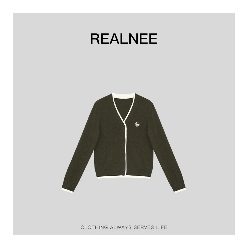 REALNEEI【海苔脆脆】拉达*眻毛桑蚕纟学院极简假两件休闲开衫08008