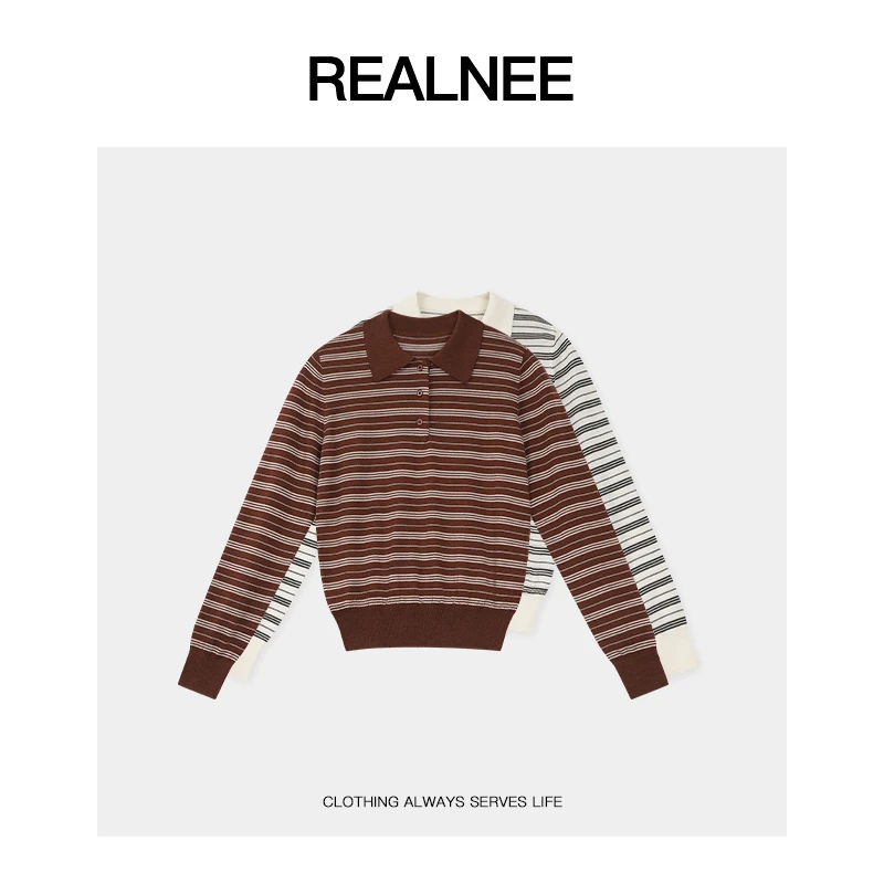 REALNEEI【爱琴海】Miu丝光眻毛条纹毛衣经典复古松弛感穿搭04297