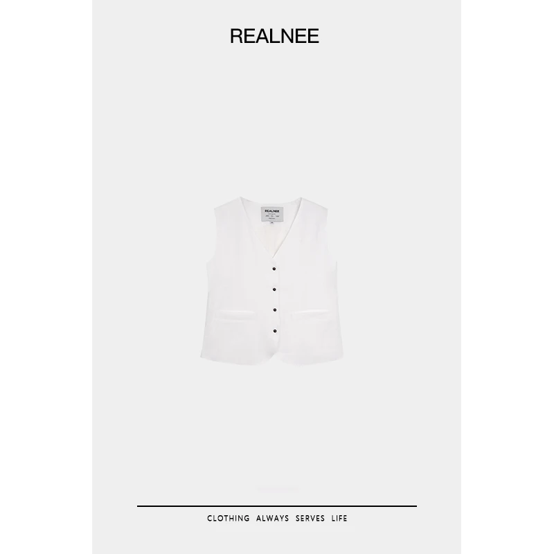 REALNEE【回归老钱】马吉家天然亚麻马甲极简老钱风舒适主义03045