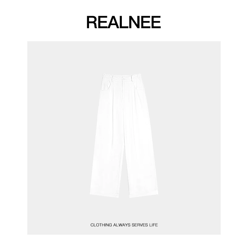 REALNEE【高知名片】极简莱赛尔高腰休闲裤立裁筋骨感显瘦穿搭08466