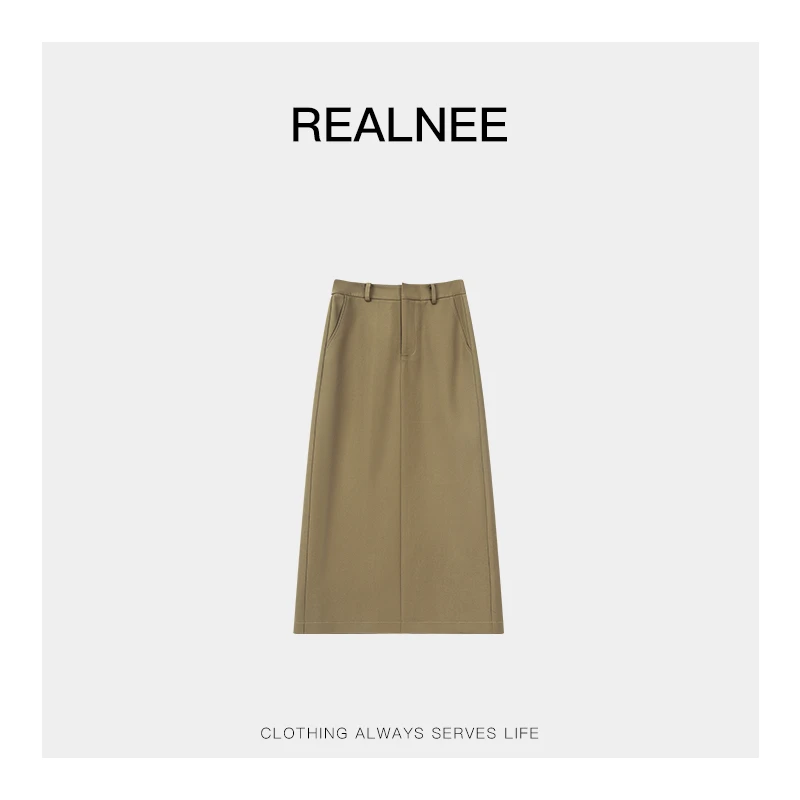 REALNEEI【假日尼斯】极简眻毛西装半身裙显瘦立体剪裁穿搭08001