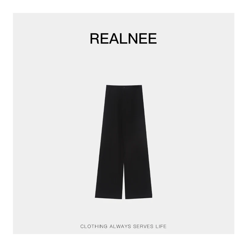 REALNEEI【墨恋】极简直筒休闲裤高腰显瘦松弛感搭配刚需06163