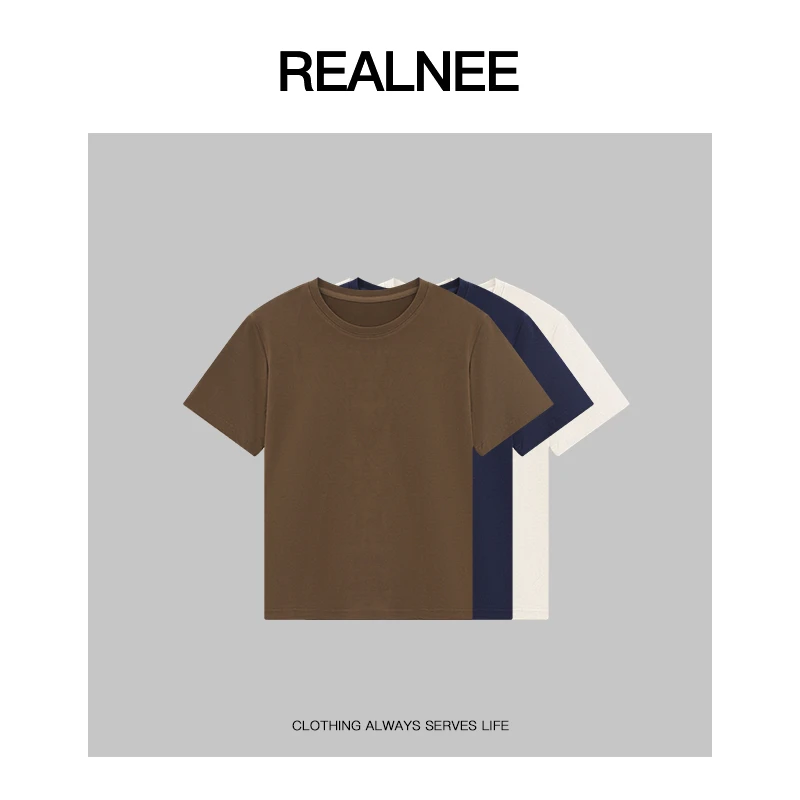 REALNEEI【基础魅力】Tot*长绒棉美式极简复古腔调穿搭圆领T恤06183