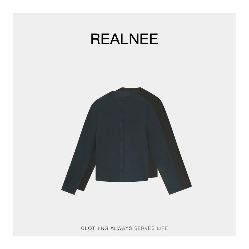 REALNEEI【本真质感】Jil*美丽诺眻毛休闲中领翻领秋冬上衣08019