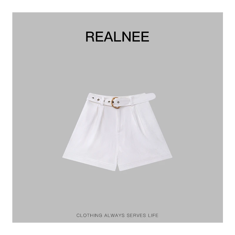 REALNEEI【白雾短竹】天然亚麻极简短裤竹纤维复古搭配刚需05076