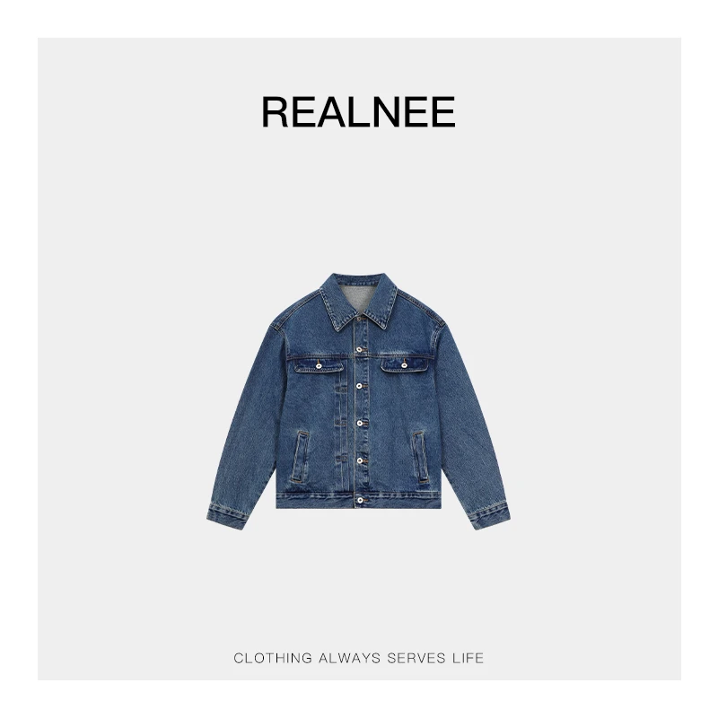 REALNEEI【哈曼顿】土耳其长绒棉极简牛仔外套复古腔调穿搭05202