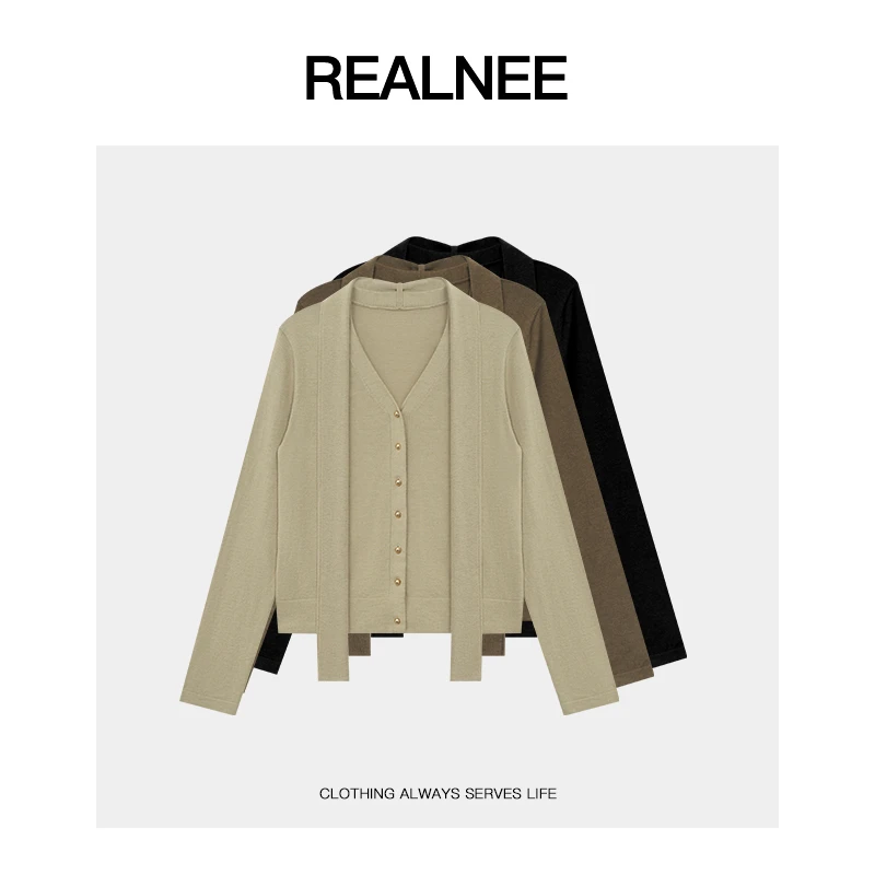 REALNEEI【慢热方程】澳洲眻毛极简开衫两穿气质女人松弛穿搭04277