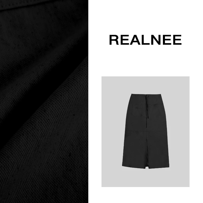 REALNEE【旧街】天然植物棉极简半裙复古前开叉设计高定系列X7773