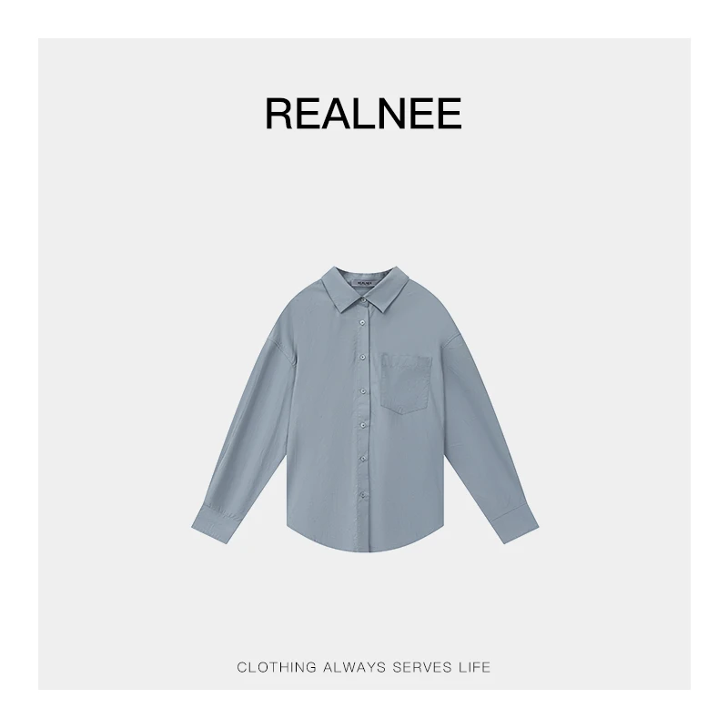 REALNEE【爱仕雾凇】HER*长绒棉极简衬衫意柜版型舒适实用主义02264