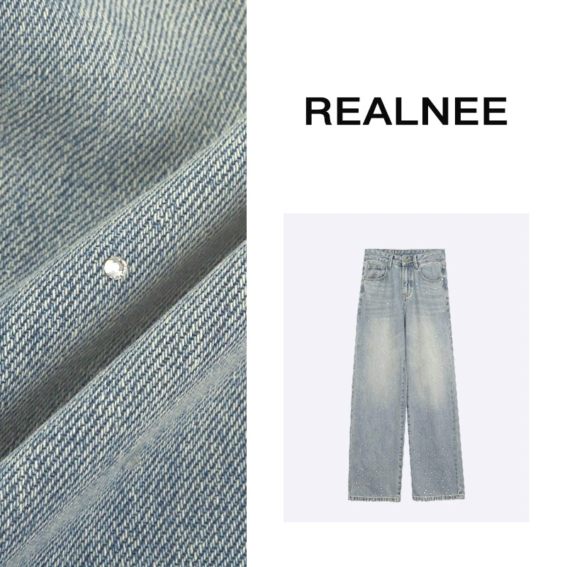 REALNEE【繁星点点】miu土耳其棉钉钻牛仔裤重工洗水高阶穿搭X7327