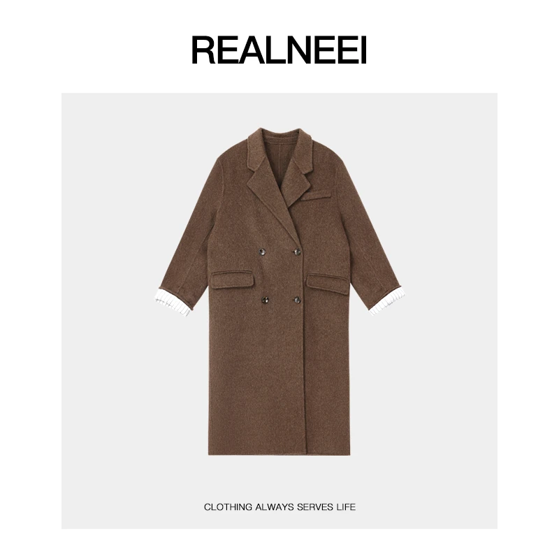 REALNEEI【雅典大衣】90绵眻毛骆陀绒极简秋冬拼接H型大衣11121