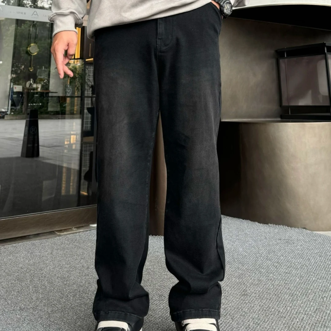 【胖友大码】88001牛仔裤秋季微胖新款大码男装潮款弹力黑牛