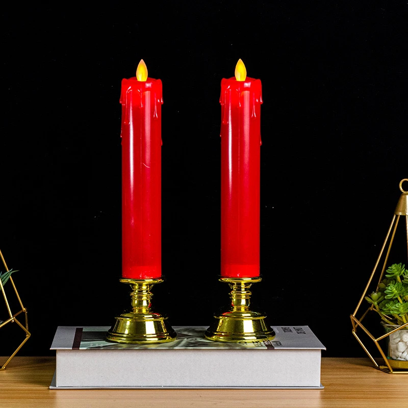 仿真电子蜡烛led蜡烛灯气氛布置蜡烛灯无烟装饰灯长杆摇摆蜡烛