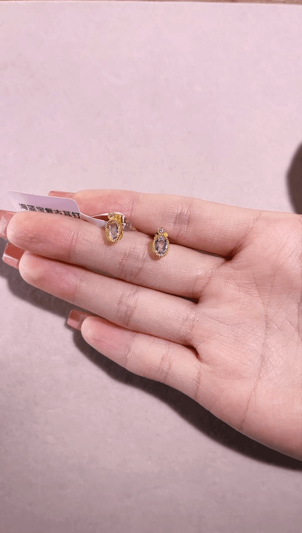 【闪购商品】海蓝宝石耳坠未镶嵌海蓝宝