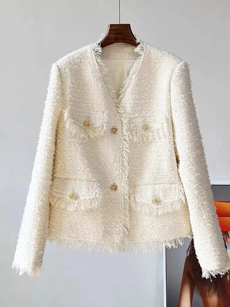 小香风法式时尚网红白色小外套气质短款百搭秋冬春秋长袖洋气轻奢