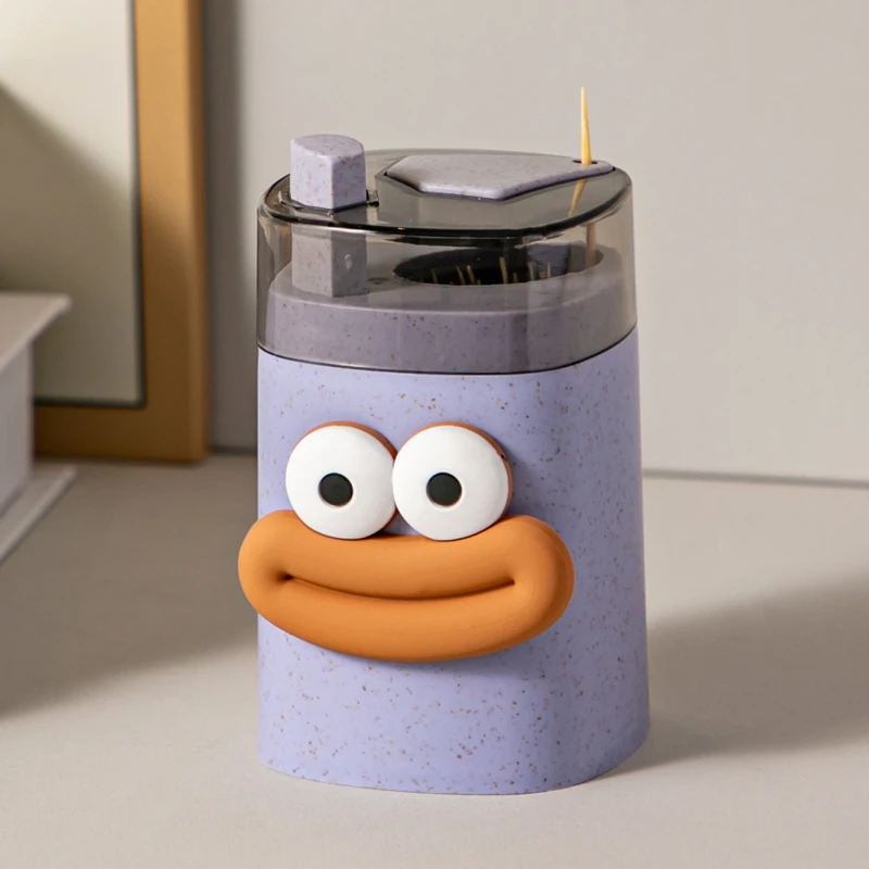 紫色牙签盒自动弹出家用高档个性创意牙签筒高颜值按压式桶牙签罐