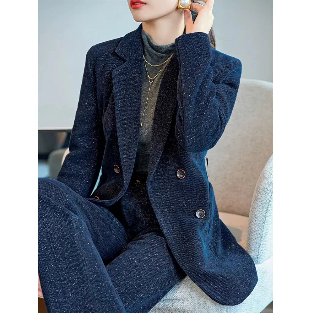金丝绒西装外套女秋冬季加厚高端女人味职业高级感休闲小西服套装