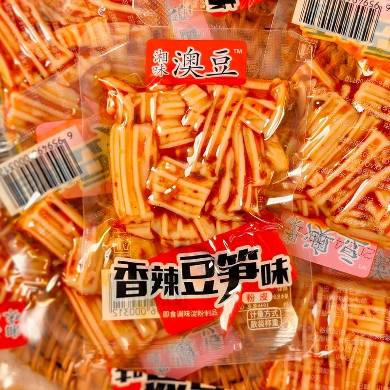 湘味澳豆香辣牛肉豆笋味粉皮即食零食独立湖南特产辣条小零食
