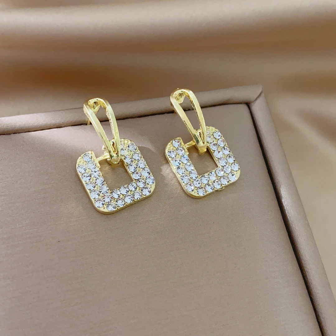 合金仿珍珠耳饰 c-333网红新款潮女时尚方形小众耳环