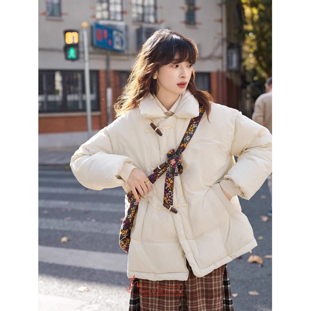 【王雪糕专属】「白描工作间」"辛基雪屋"防风领牛角扣羽绒服外套