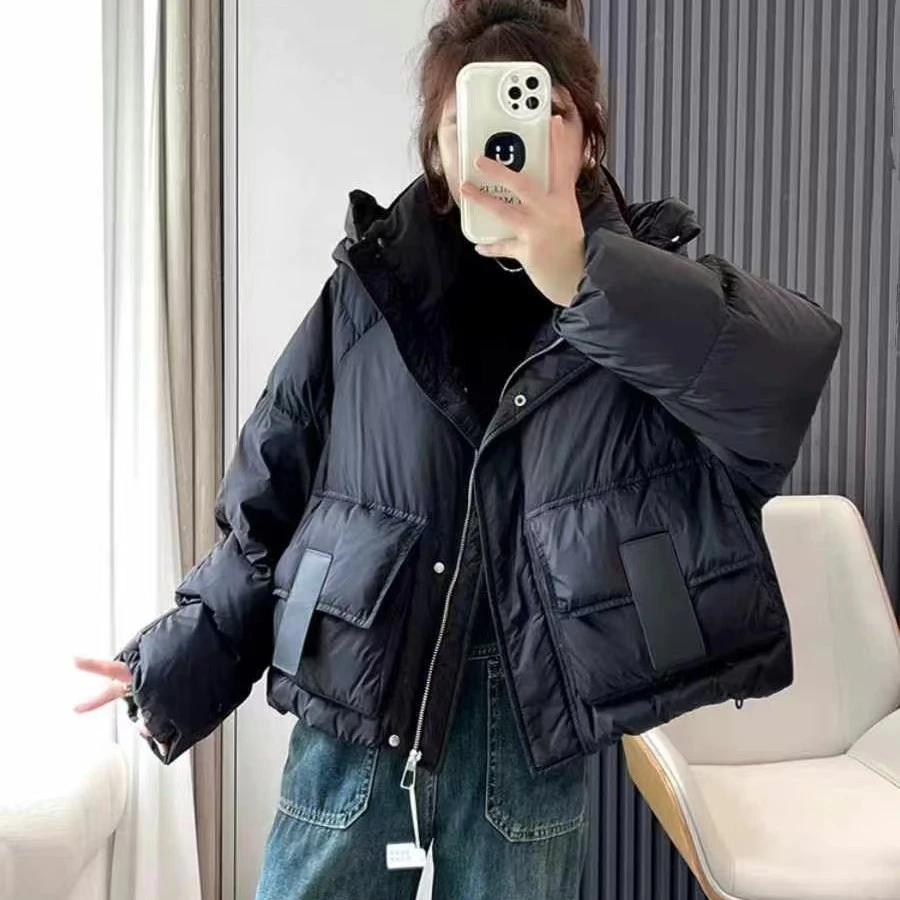 913韩版连帽宽松设计感棉服女加厚保暖时尚休闲外套