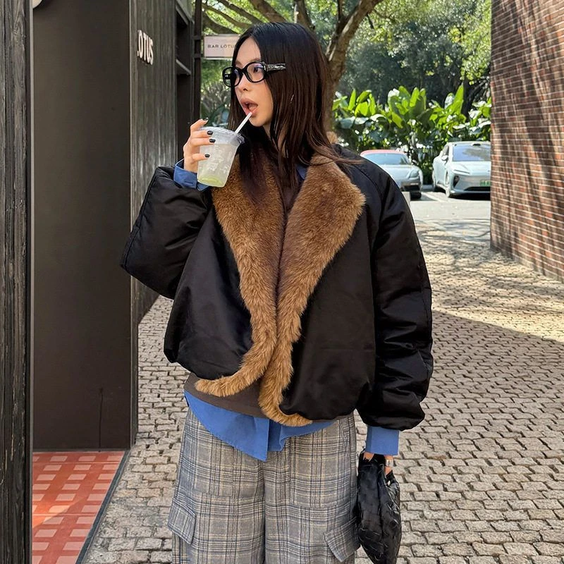 MMFISH街头松弛保暖毛毛飞行服棉衣高级宽松厚实美拉德棉服24W459