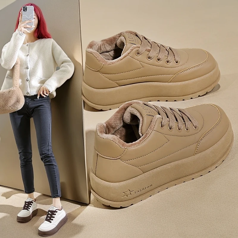 2024冬季新款韩版厚底棉鞋女加绒加厚保暖休闲鞋时尚潮流雪地靴女