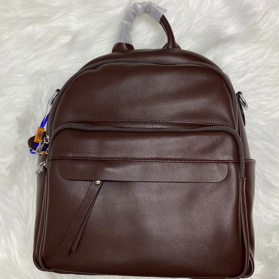 休闲百搭女士真皮复古多功能双肩包女