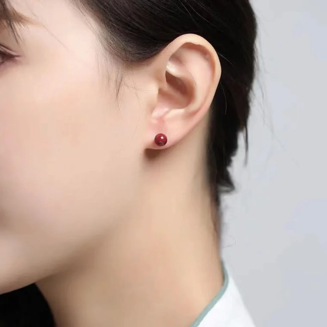 原创设计（朱事顺意）紫色耳钉 6mm  8mm简约气质百