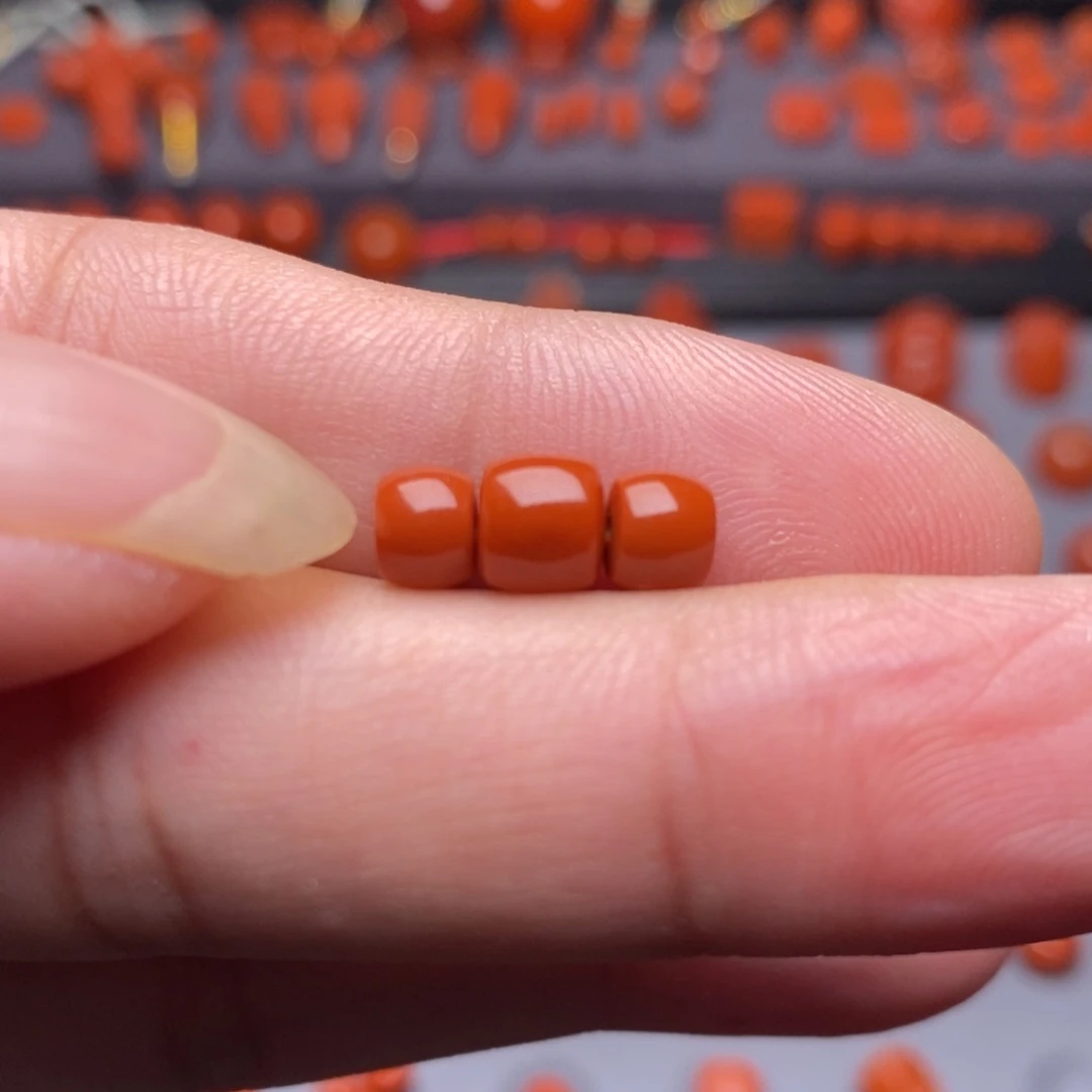 南红玛瑙精工配饰直切3颗未镶嵌珑*