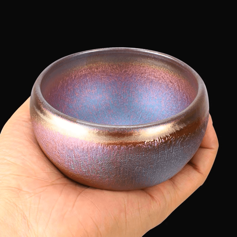 建窑建盏 主人杯 彩金糖果杯 品茗主人杯铁胎单杯