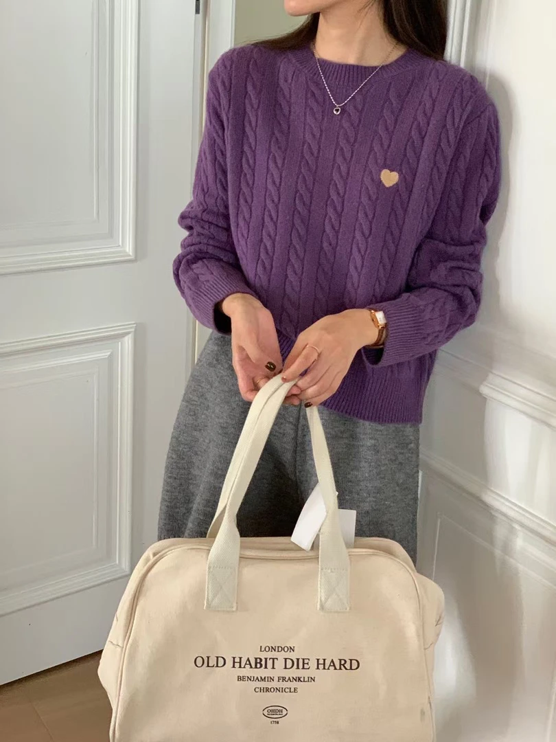 香芋紫，短款套头羊毛衫，均码