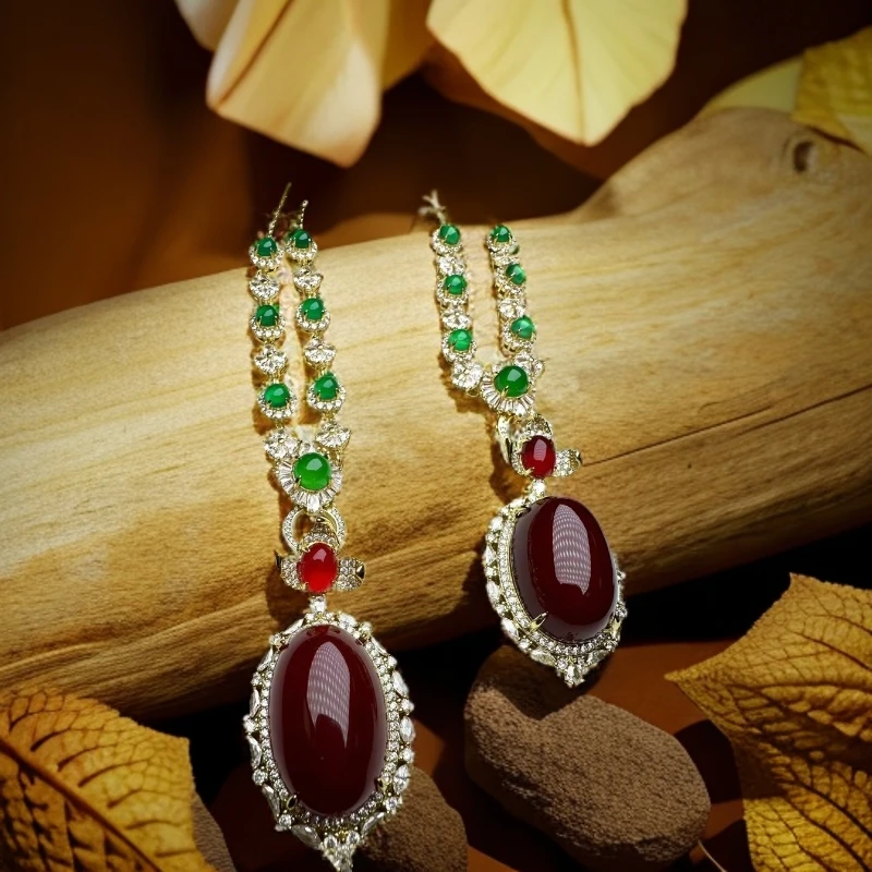 ST7558【福嘟嘟】沁血牛黄宝玛瑙红蛋面吊坠-送礼佳品-多样性发一件