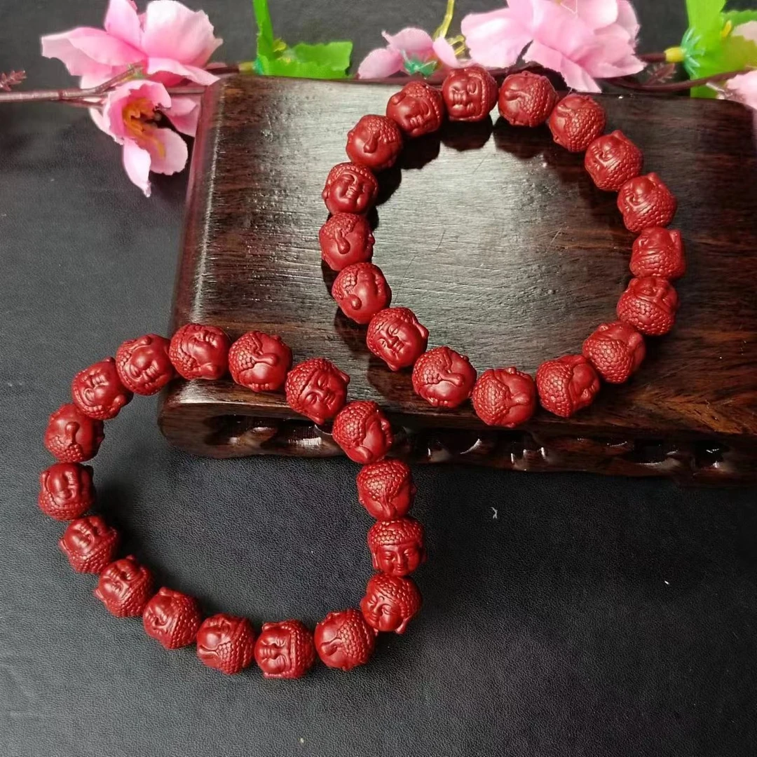 含辰砂工艺品S7059-卡11卡12左右-紫金朱砂佛头手串-多样性发一件