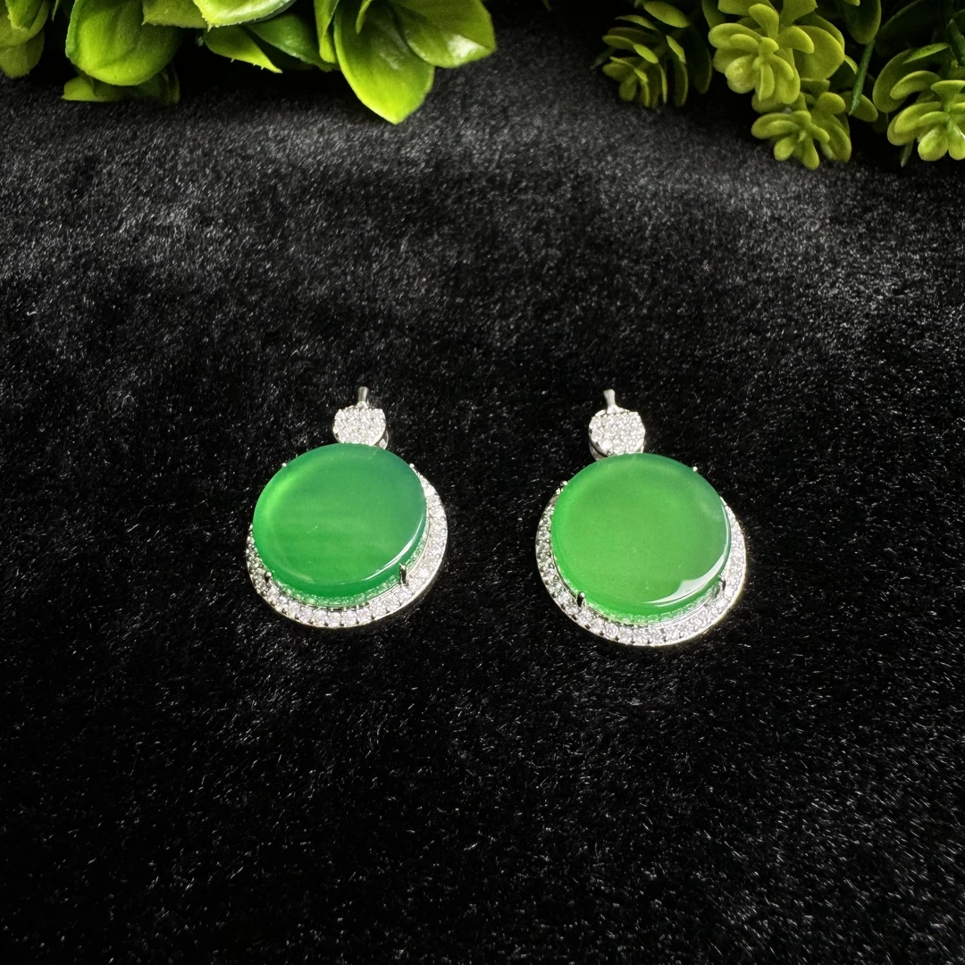 ST7230-金宝绿玛瑙绿圆无事牌-配麻花链-多样性发一件