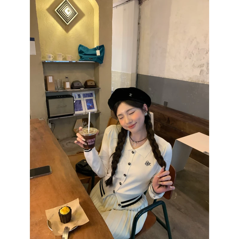 【清清专场】黑白浪漫米白修身显瘦套装D-LY-骏227363
