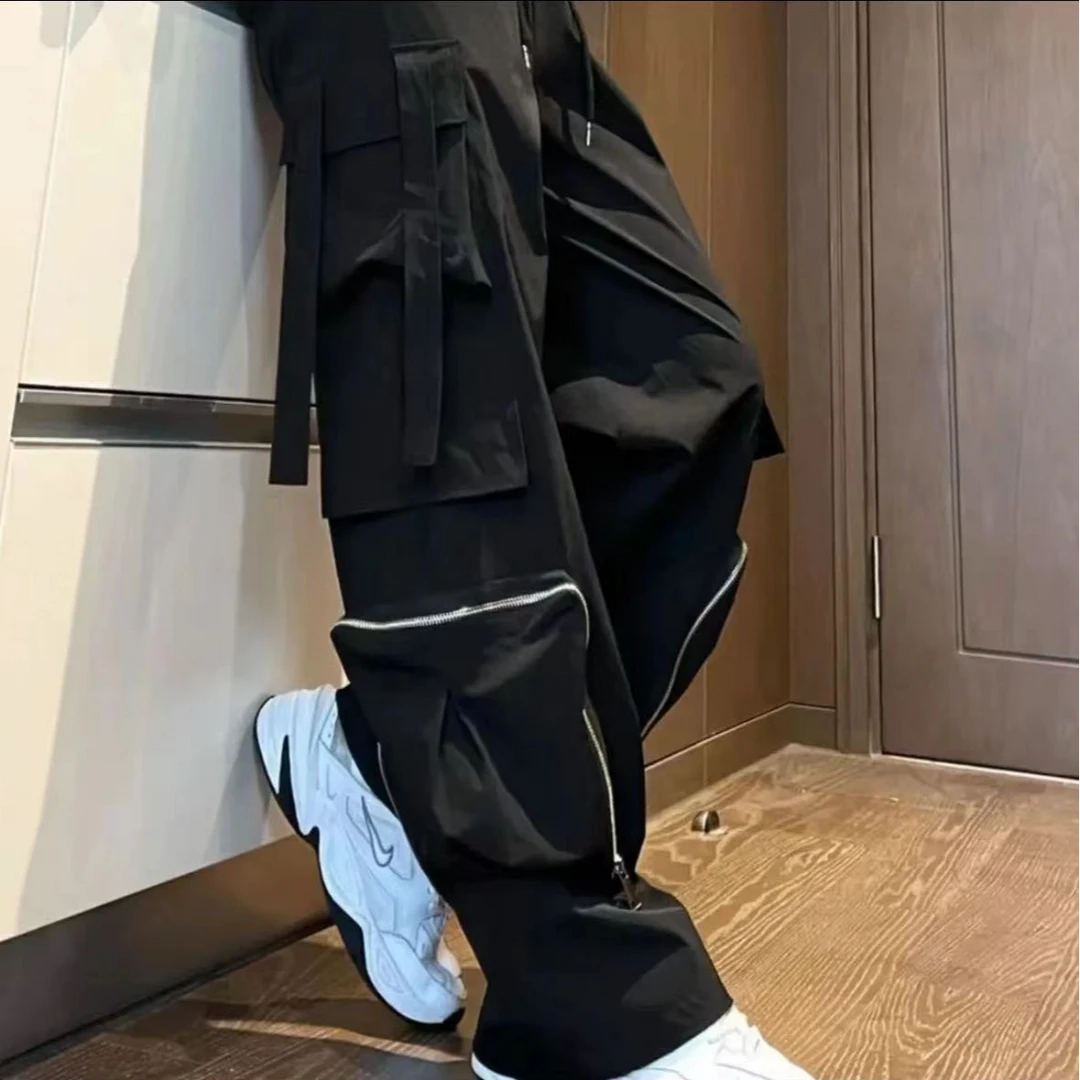 春秋高街休闲裤潮流日系多口袋直筒阔版工装冲锋裤防风防泼水