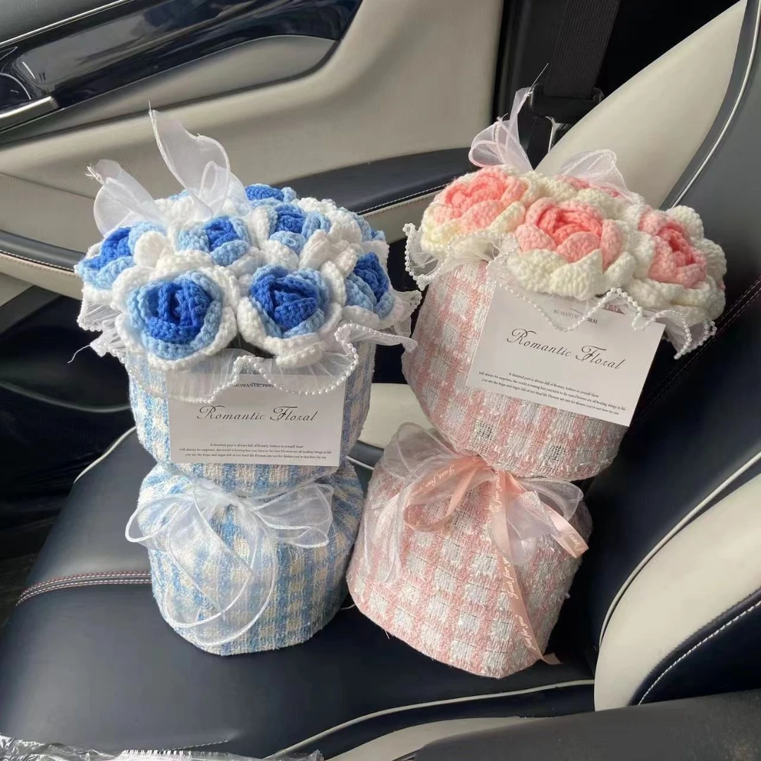 成品花束网红创意diy手工编制针织小香风毛线花束520母亲节礼物