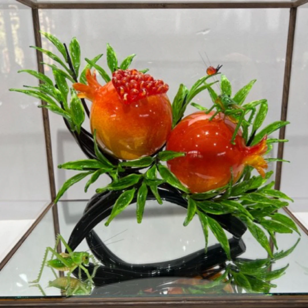 手工琉璃石榴艺术品多子多福
