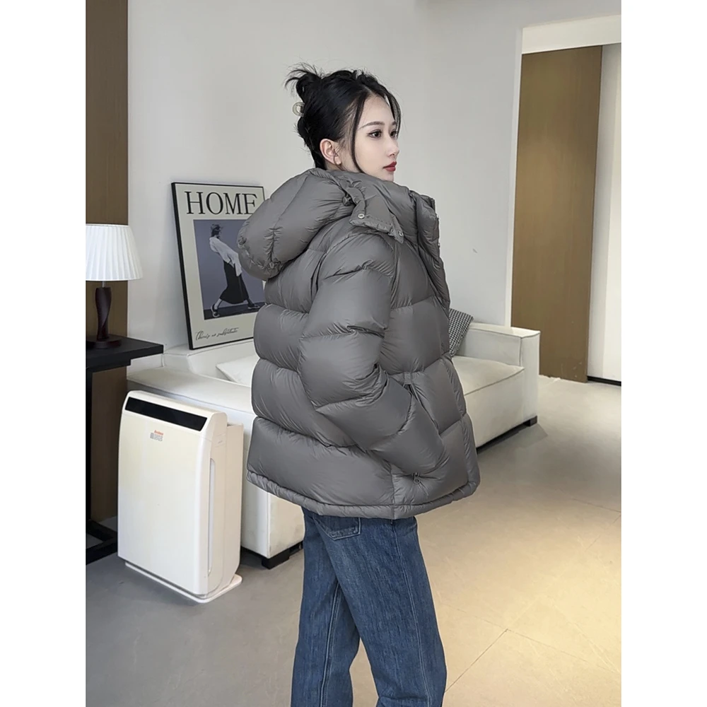 【LILI限定版】冬季加厚90白鹅绒情侣装连帽羽绒服女短款24S1701