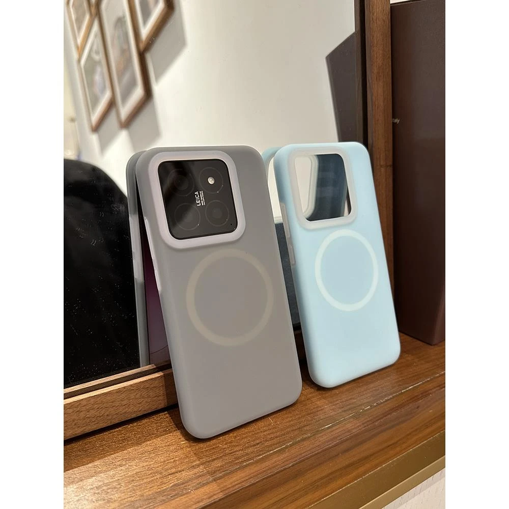 适用小米14pro手机壳新款果冻液态硅胶xiaomi14全包无线磁吸简约