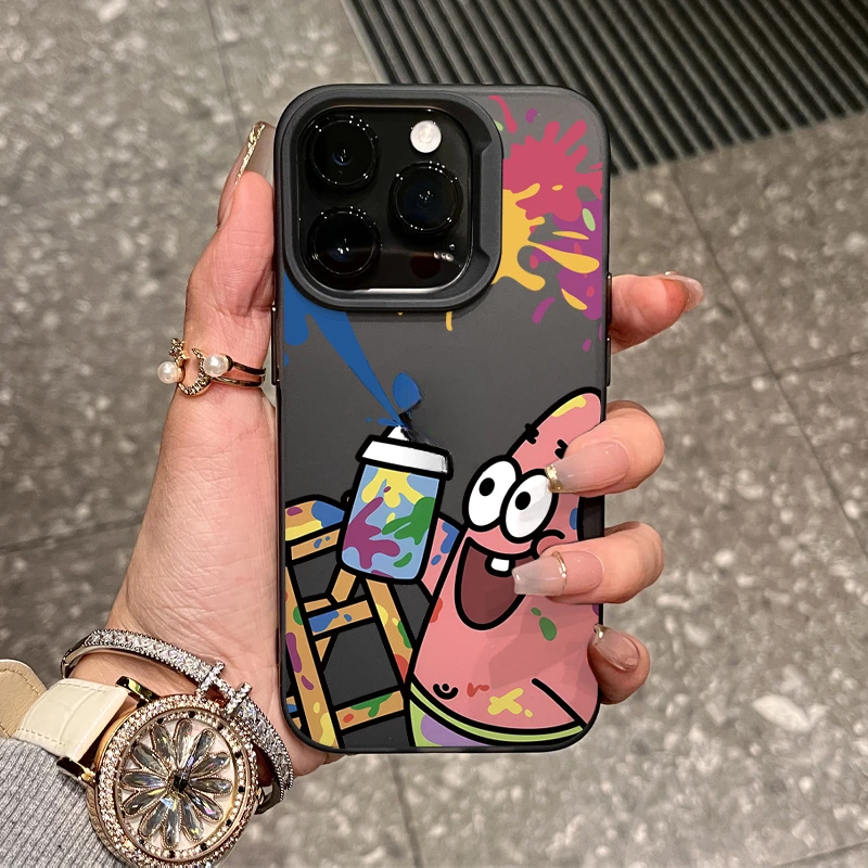 派大星艺术涂鸦适用iPhone15/14promax磨砂手机壳11苹果13/12软套