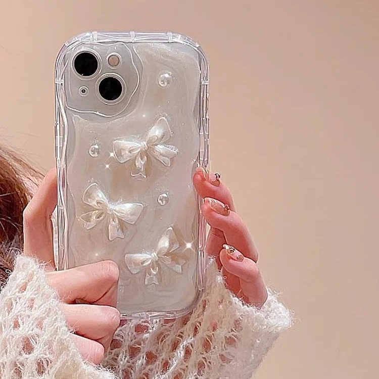 ins立体滴胶蝴蝶结适用iPhone15/14promax手机壳苹果13/12/11软套